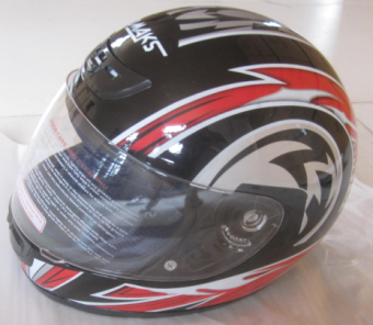 .Шлем XZF 126 черный с белым с красн.р-р S