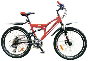 Велосипед OMAKS 24-208 disk красный (колеса 24"; 21 скорость; рама-16")